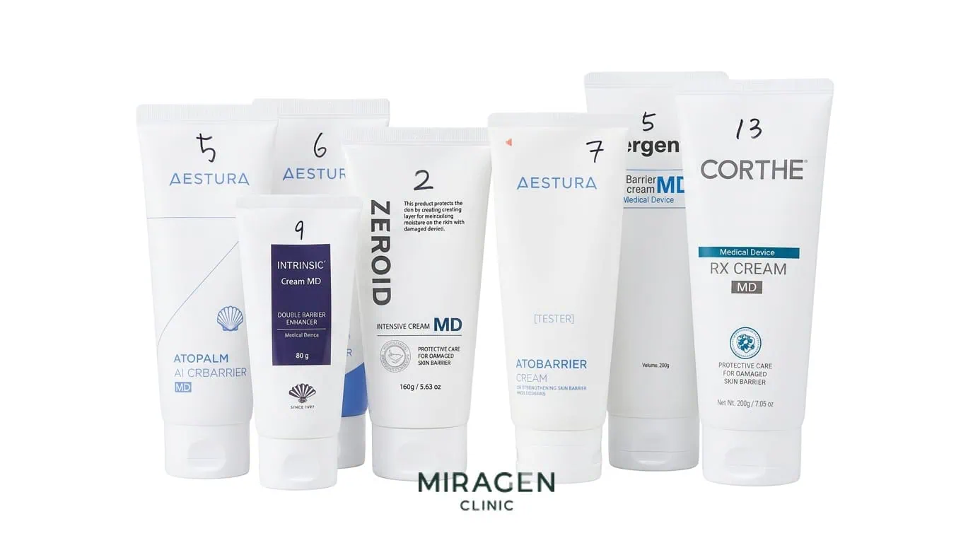 MD 크림과 일반 보습제의 차이점 피부염 치료에 사용하는 다양한 MD 크림들 제품 사진